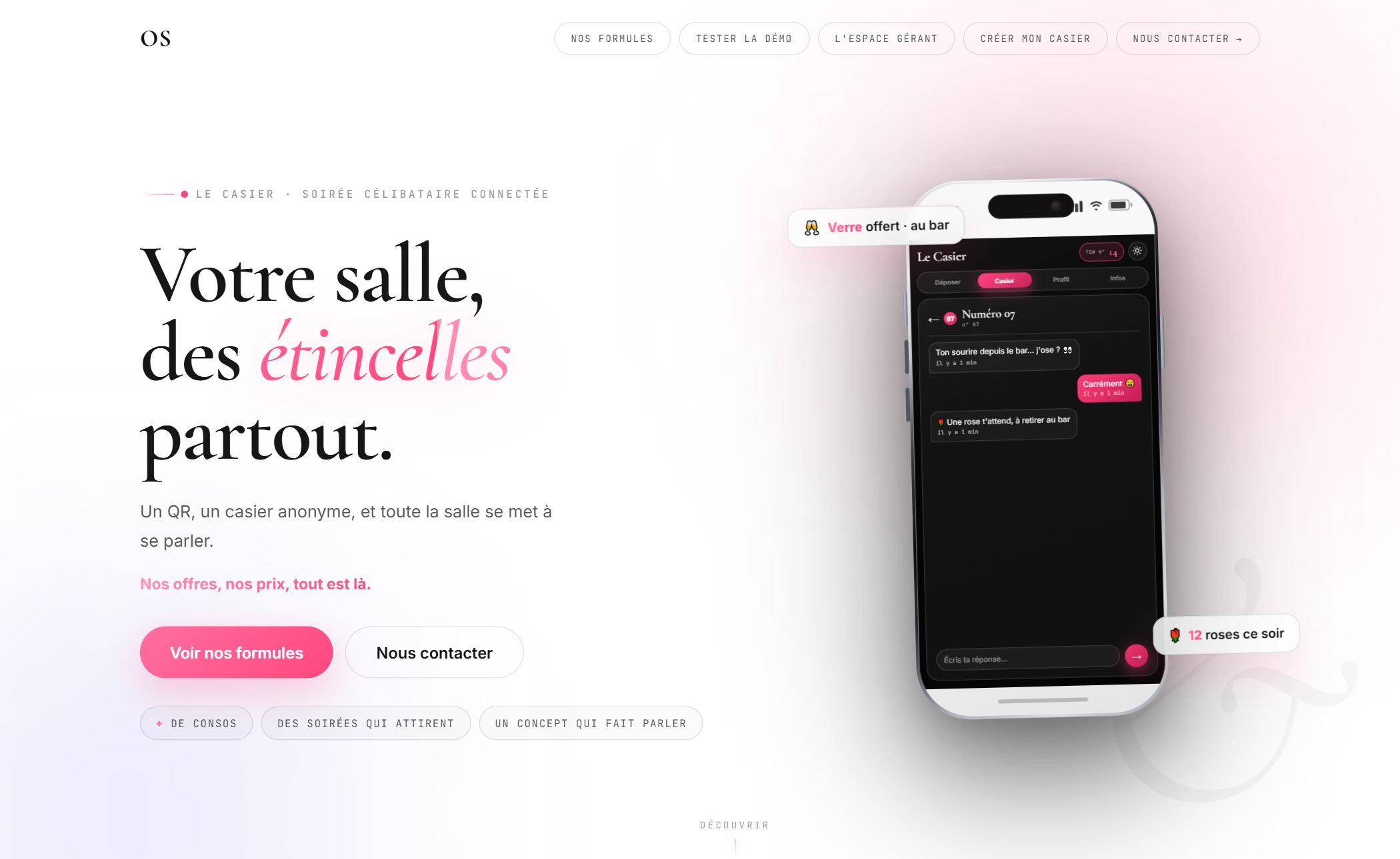 Le Casier – application de soirée célibataire connectée pour bars, créée par OS Tech Créations